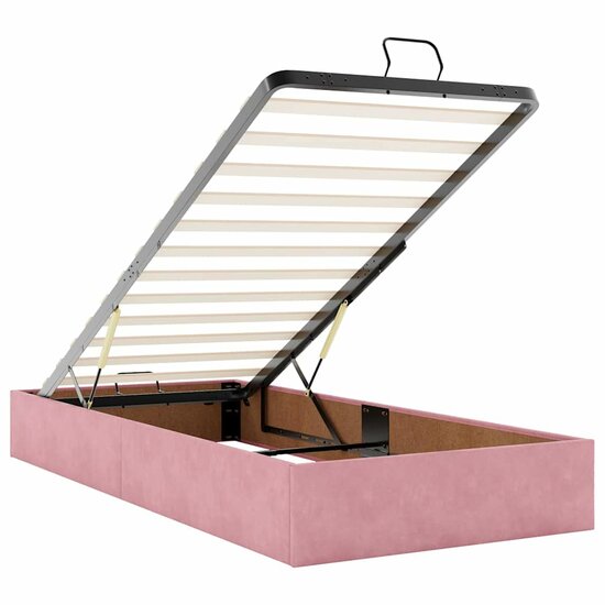 Ottoman Bed Met Matrassen En Led&#039;s 180X200Cm Fluweel 180 x 200 cm Roze
