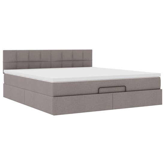 Ottoman Bed Met Matras En Led&#039;s 160X200Cm Stof 160 x 200 cm Taupe