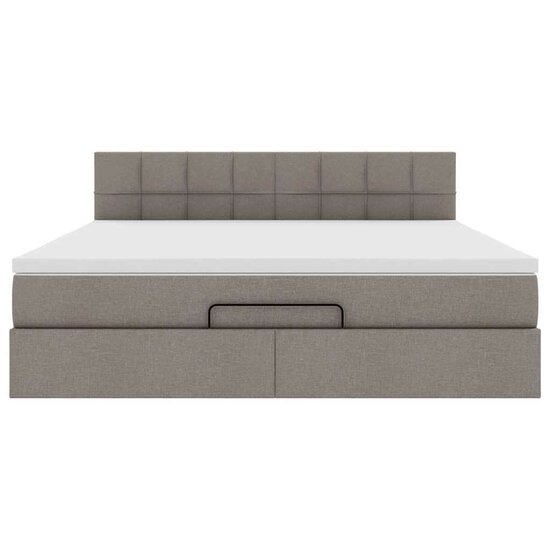Ottoman Bed Met Matras En Led&#039;s 160X200Cm Stof 160 x 200 cm Taupe