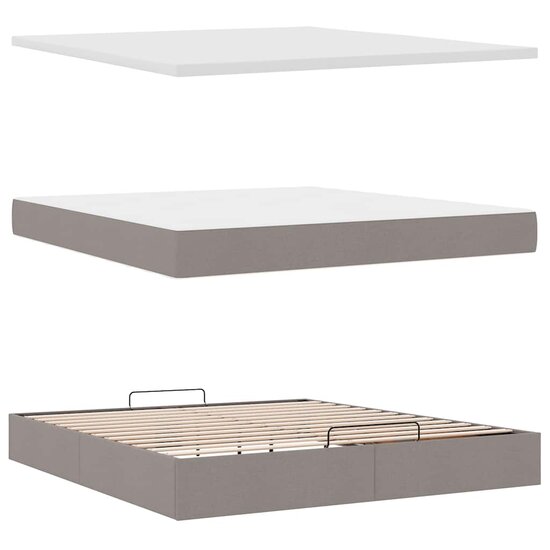Ottoman Bed Met Matras En Led&#039;s 160X200Cm Stof 160 x 200 cm Taupe