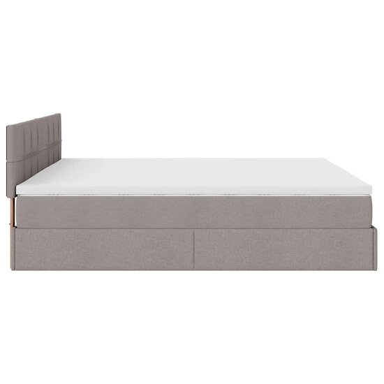 Ottoman Bed Met Matras En Led&#039;s 160X200Cm Stof 160 x 200 cm Taupe