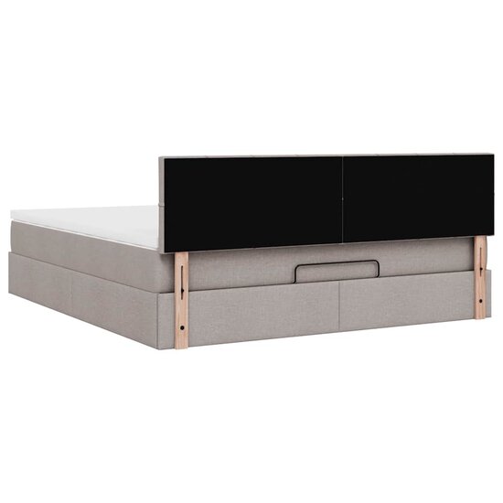 Ottoman Bed Met Matras En Led&#039;s 160X200Cm Stof 160 x 200 cm Taupe