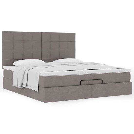 Ottoman Bed Met Matras 160X200Cm Stof 160 x 200 cm Taupe