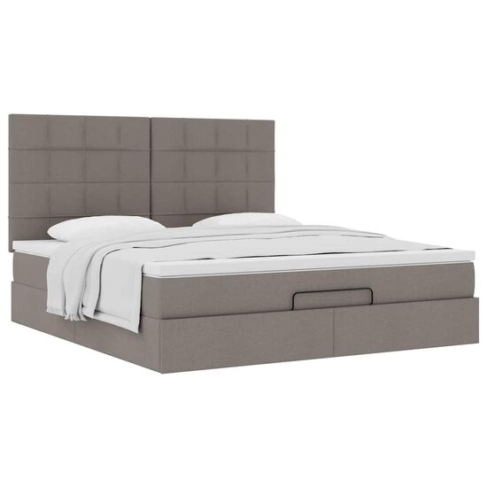 Ottoman Bed Met Matras 160X200Cm Stof 160 x 200 cm Taupe