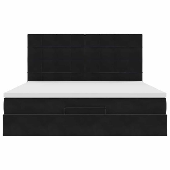 Ottoman Bed Met Matrassen 180X200Cm Fluweel 180 x 200 cm Zwart