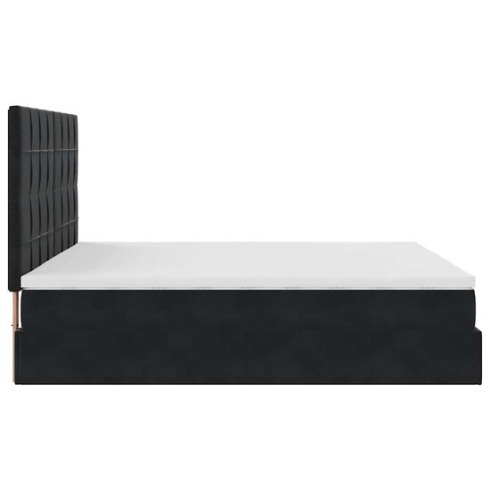Ottoman Bed Met Matrassen 180X200Cm Fluweel 180 x 200 cm Zwart