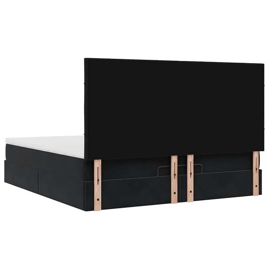 Ottoman Bed Met Matrassen 180X200Cm Fluweel 180 x 200 cm Zwart