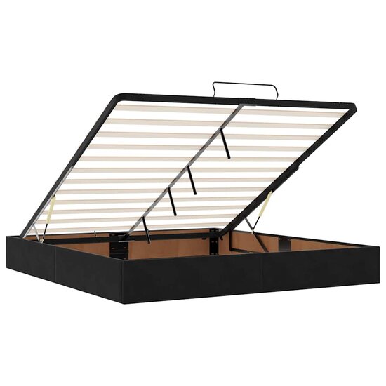 Ottoman Bed Met Matrassen 180X200Cm Fluweel 180 x 200 cm Zwart