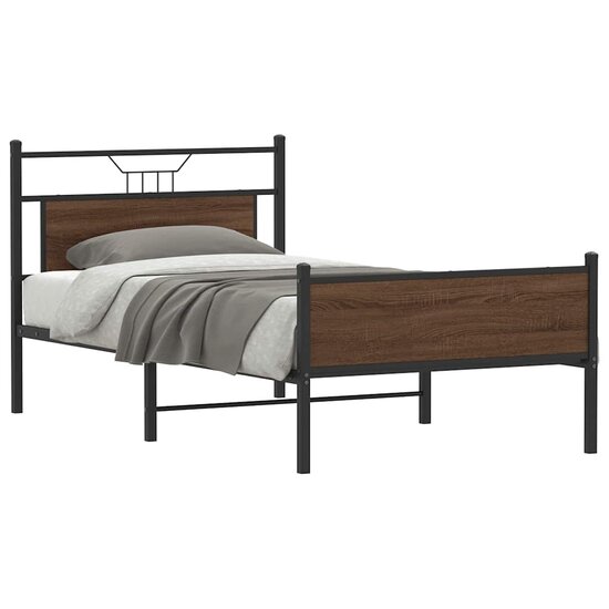 Bedframe Zonder Matras Bewerkt Hout 100 x 200 cm bruin eikenkleur