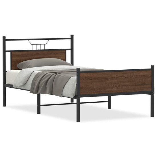 Bedframe Zonder Matras Bewerkt Hout 100 x 200 cm bruin eikenkleur
