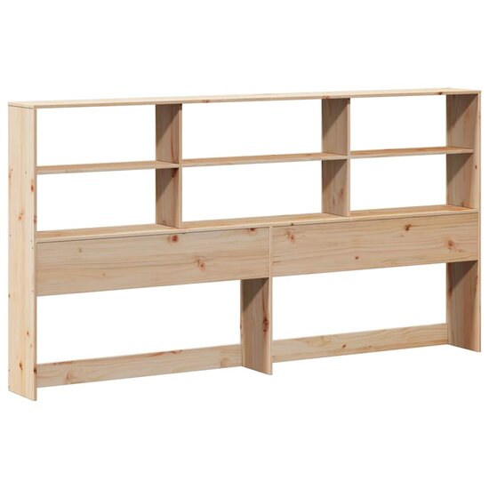Bed Met Boekenkast Zonder Matras Massief Grenenhout 200 x 200 cm Naturel