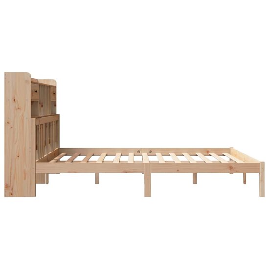 Bed Met Boekenkast Zonder Matras Massief Grenenhout 200 x 200 cm Naturel