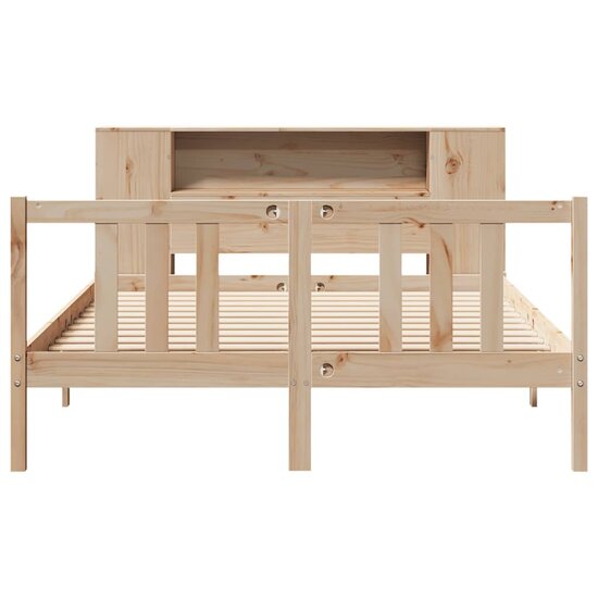 Bed Met Boekenkast Zonder Matras Massief Grenenhout 120 x 200 cm Naturel