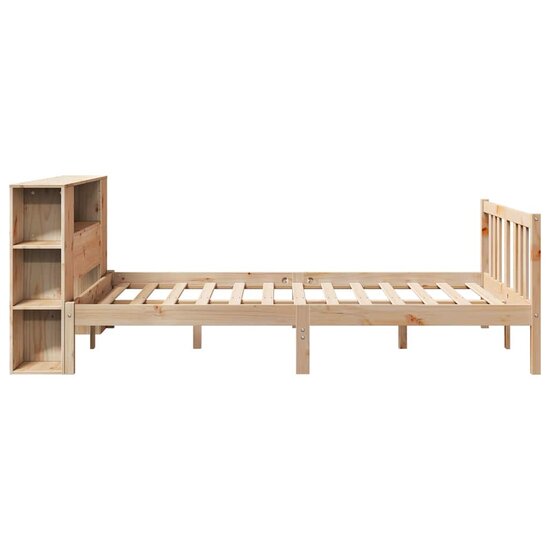 Bed Met Boekenkast Zonder Matras Massief Grenenhout 120 x 200 cm Naturel