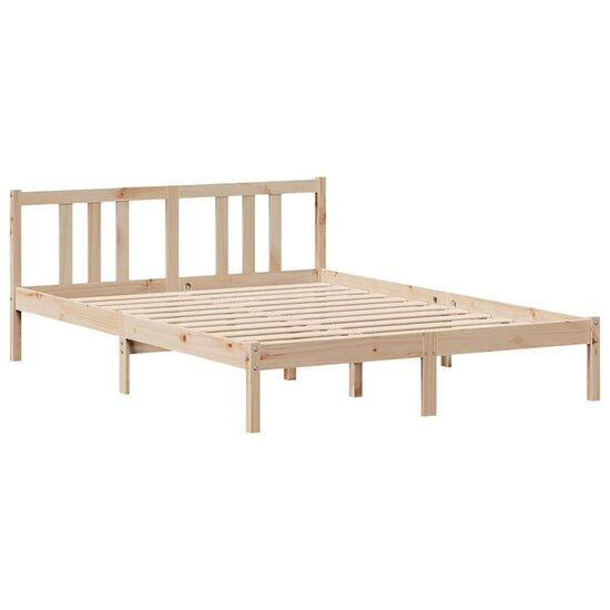 Bed Met Boekenkast Zonder Matras Massief Grenenhout 120 x 200 cm Naturel