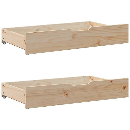 Slaapbank Met Onderschuifbed En Lades Zonder Matras 80 x 200 cm natrual