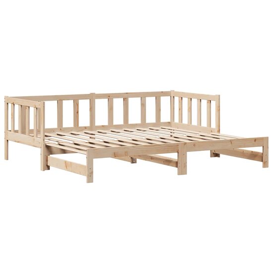 Slaapbank Met Onderschuifbed En Lades Zonder Matras 80 x 200 cm natrual