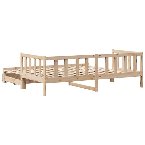 Slaapbank Met Onderschuifbed En Lades Zonder Matras 80 x 200 cm natrual
