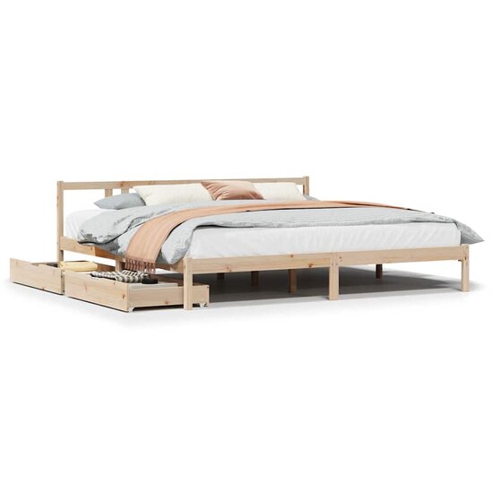 Bedframe Zonder Matras Massief Grenenhout 200 x 200 cm Naturel