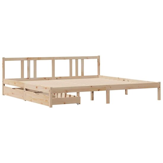 Bedframe Zonder Matras Massief Grenenhout 200 x 200 cm Naturel