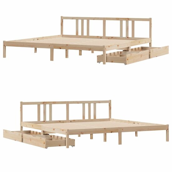 Bedframe Zonder Matras Massief Grenenhout 200 x 200 cm Naturel