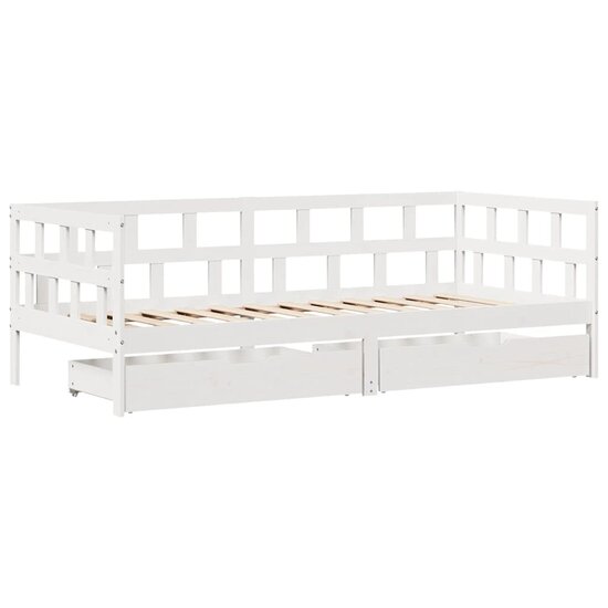 Slaapbank Met Lades Massief Grenenhout 80 x 200 cm Wit