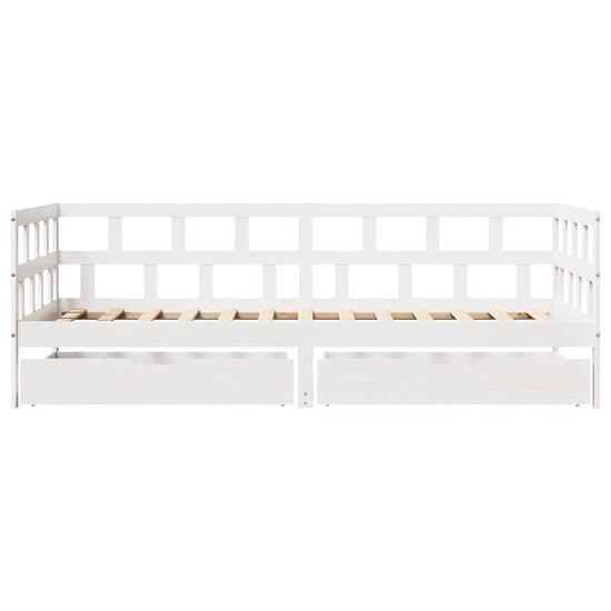 Slaapbank Met Lades Massief Grenenhout 80 x 200 cm Wit