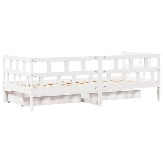 Slaapbank Met Lades Massief Grenenhout 80 x 200 cm Wit
