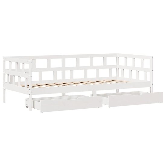 Slaapbank Met Lades Massief Grenenhout 80 x 200 cm Wit