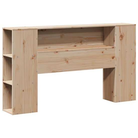 Bed Met Boekenkast Zonder Matras Massief Grenenhout 160 x 200 cm Naturel
