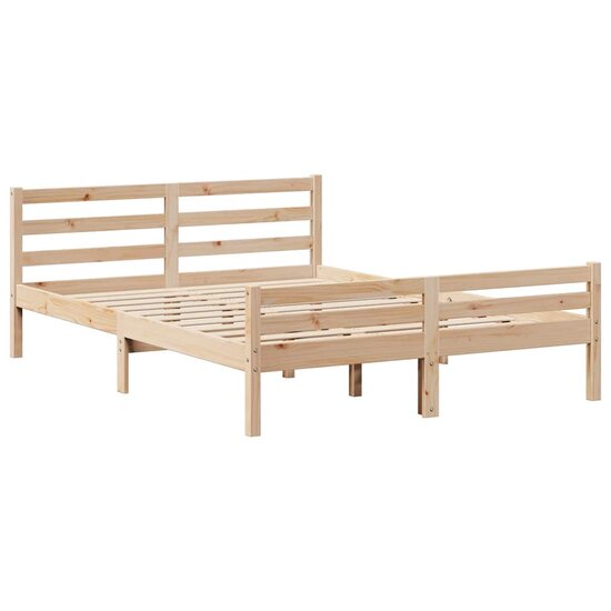 Bed Met Boekenkast Zonder Matras Massief Grenenhout 160 x 200 cm Naturel