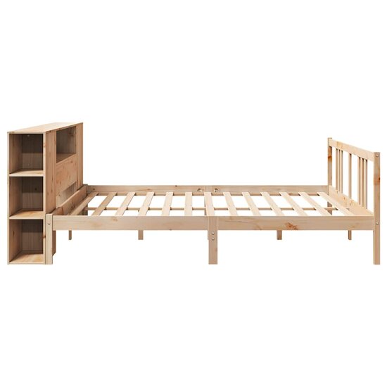 Bed Met Boekenkast Zonder Matras Massief Grenenhout 180 x 200 cm Naturel