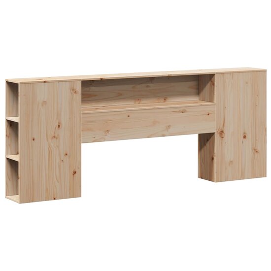 Bed Met Boekenkast Zonder Matras Massief Grenenhout 180 x 200 cm Naturel