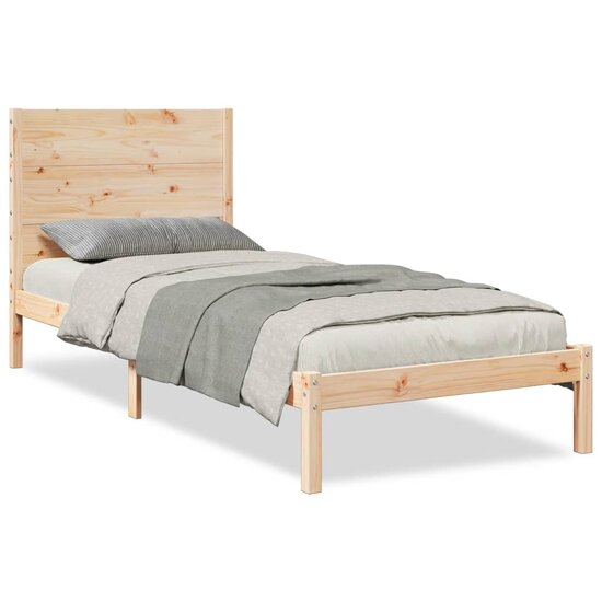 Bedframe Extra Lang Zonder Matras Massief Hout 90 x 220 cm Naturel