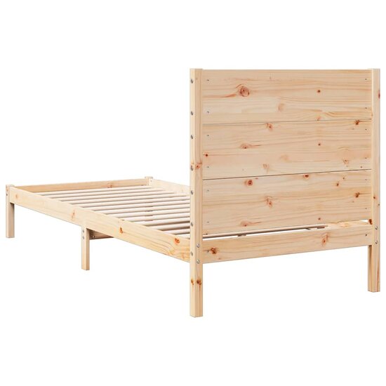 Bedframe Extra Lang Zonder Matras Massief Hout 90 x 220 cm Naturel