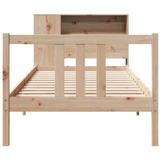 Bed Met Boekenkast Zonder Matras Massief Grenenhout 90 x 190 cm Naturel