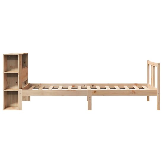 Bed Met Boekenkast Zonder Matras Massief Grenenhout 90 x 190 cm Naturel