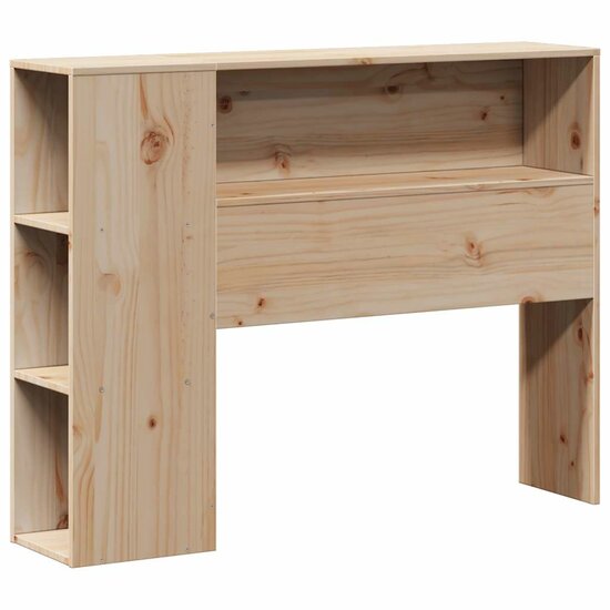 Bed Met Boekenkast Zonder Matras Massief Grenenhout 90 x 190 cm Naturel