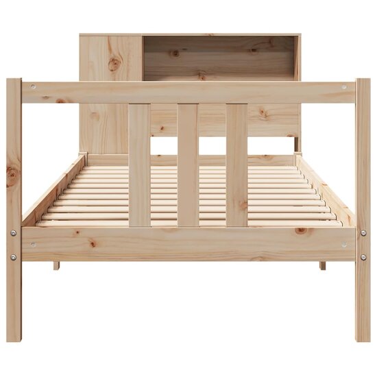 Bed Met Boekenkast Zonder Matras Massief Grenenhout 75 x 190 cm Naturel
