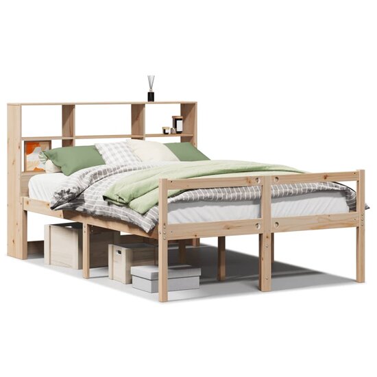 Bed met boekenkast zonder matras massief grenenhout 140x190 cm