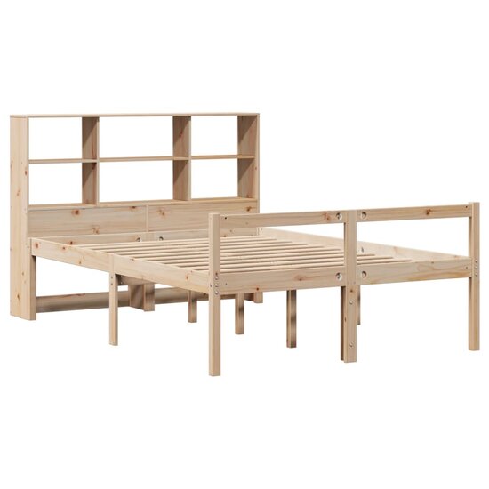 Bed met boekenkast zonder matras massief grenenhout 140x190 cm