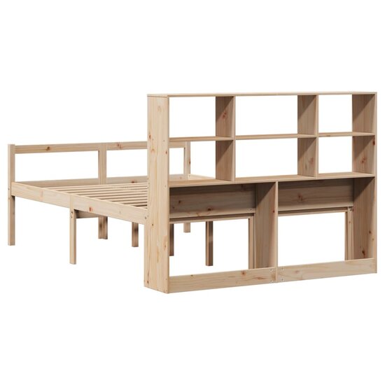 Bed met boekenkast zonder matras massief grenenhout 140x190 cm