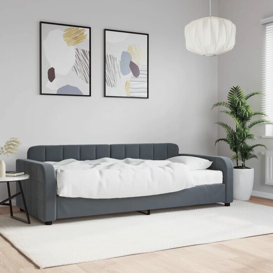 Slaapbank Fluweel Donkergrijs 90 x 190 cm met matras