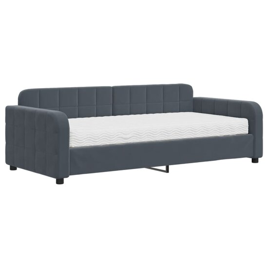 Slaapbank Fluweel Donkergrijs 90 x 190 cm met matras