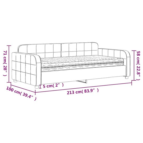 Slaapbank Fluweel Donkergrijs 90 x 190 cm met matras