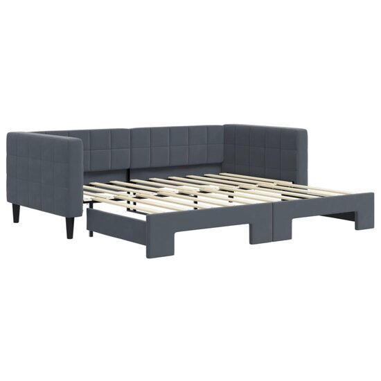 Slaapbank Fluweel Donkergrijs 90 x 190 cm met onderschuifbed