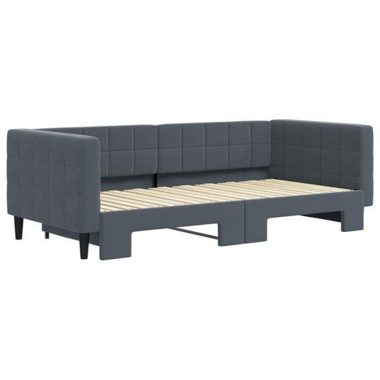 Slaapbank Fluweel Donkergrijs 90 x 190 cm met onderschuifbed