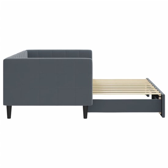Slaapbank Fluweel Donkergrijs 90 x 190 cm met onderschuifbed