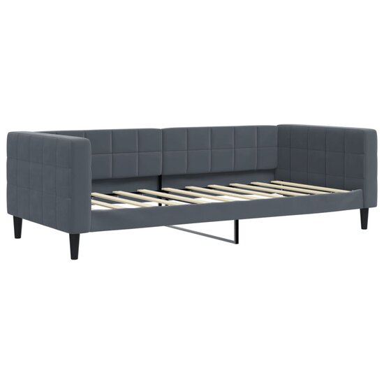 Slaapbank Fluweel Donkergrijs 90 x 190 cm met onderschuifbed