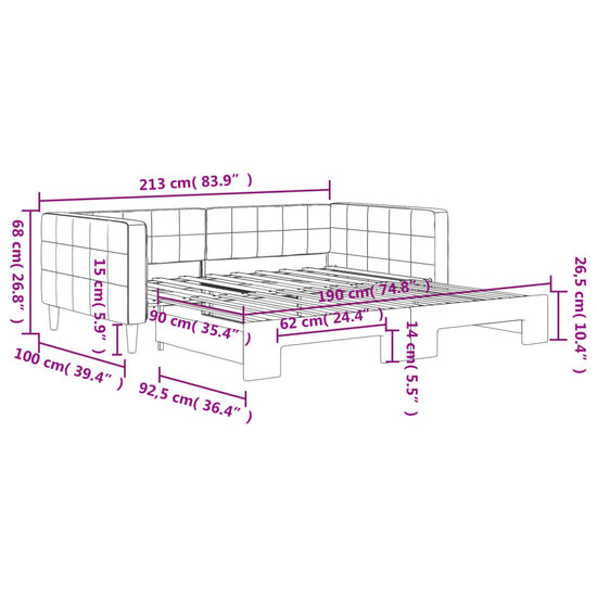 Slaapbank Fluweel Donkergrijs 90 x 190 cm met onderschuifbed